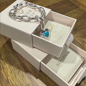 Kendra Scott Angie Heart Sterling Silver Locket Statement Bracelet in Turquoise